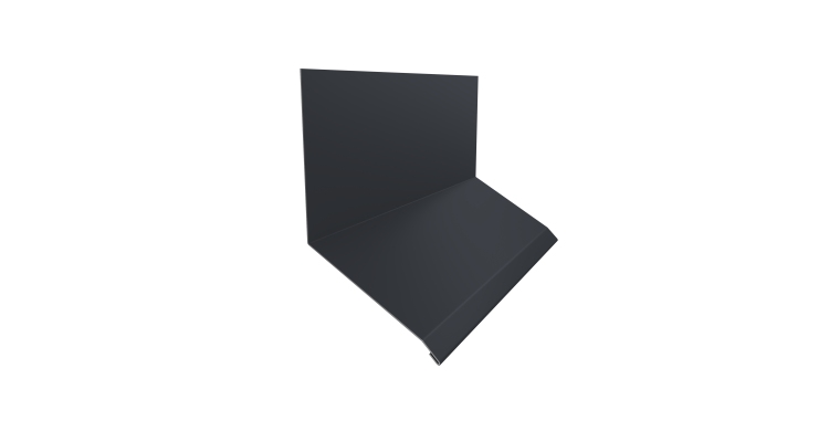 Планка примыкание верхнее к стене фальц Grand Line 150х130х20 0,5 Velur X RAL 7024 мокрый асфальт (2м)