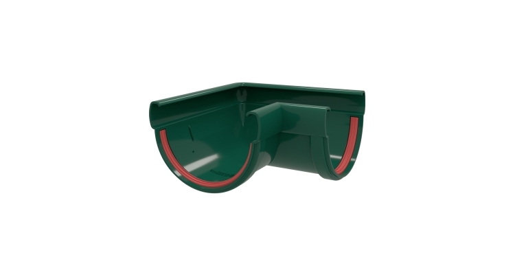 Угол желоба 90 град.Дизайн 135 ПВХ Grand Line зеленый (RAL 6005)