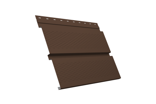 Софит металлический Квадро Брус с перфорацией 0,5 Satin Matt TX с пленкой RAL 8017 шоколад